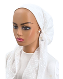 Ahead White Swiss Dot Timeless Fit Pre-Tied Bandanna