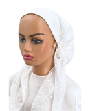 Ahead White Swiss Dot Classic Fit Pre-Tied Bandanna