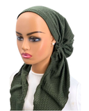 Ahead Hunter Green Braid Stitched Israeli Style Long Tails Pre-Tied Bandanna