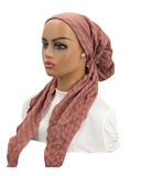 Ahead Mauve Delicate Scrunch Israeli Style Long Tails Pre-Tied Bandanna