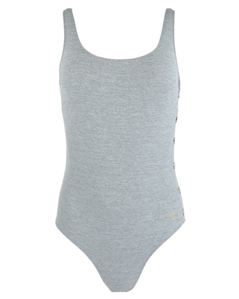 Manteau Aqua MA-1013 Heather Grey Ribbed Bathing Suit myselflingerie.com