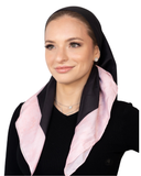 Black with Pink Toile Border Adjustable Pre-Tied Bandanna with Full Grip