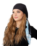 Black with Blue Toile Border Square Scarf