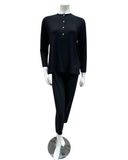 AKP844BLK Black Solid Button Down Modal Pajamas Set