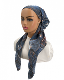 Ahead Dark Blue Denim Geostar Israeli Style Long Tails Pre-Tied Bandanna