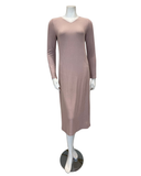 Oh! Zuza V2 Powder Rose Ribbed Lace V Neck Rosie Modal Nightshirt myselflingerie.com