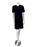 Oh! Zuza V1 Black Ribbed Lace V Neck Short Sleeve Rosie Modal Nightshirt myselflingerie.com