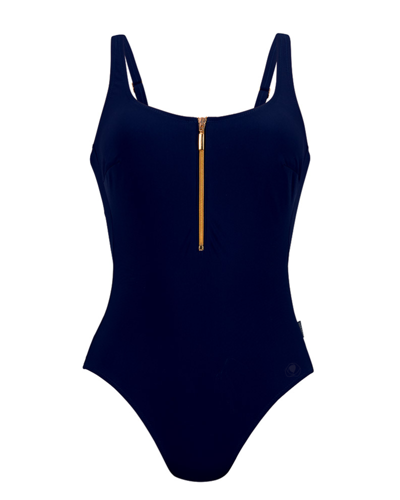 Rose Faia 7742 Dark Blue Elouise Front Zip Soft Cups Swimsuit myselflingerie.com