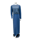 Pen-ky 11908 Blue Gold Veins Cotton Nursing Nightgown myselflingerie.com