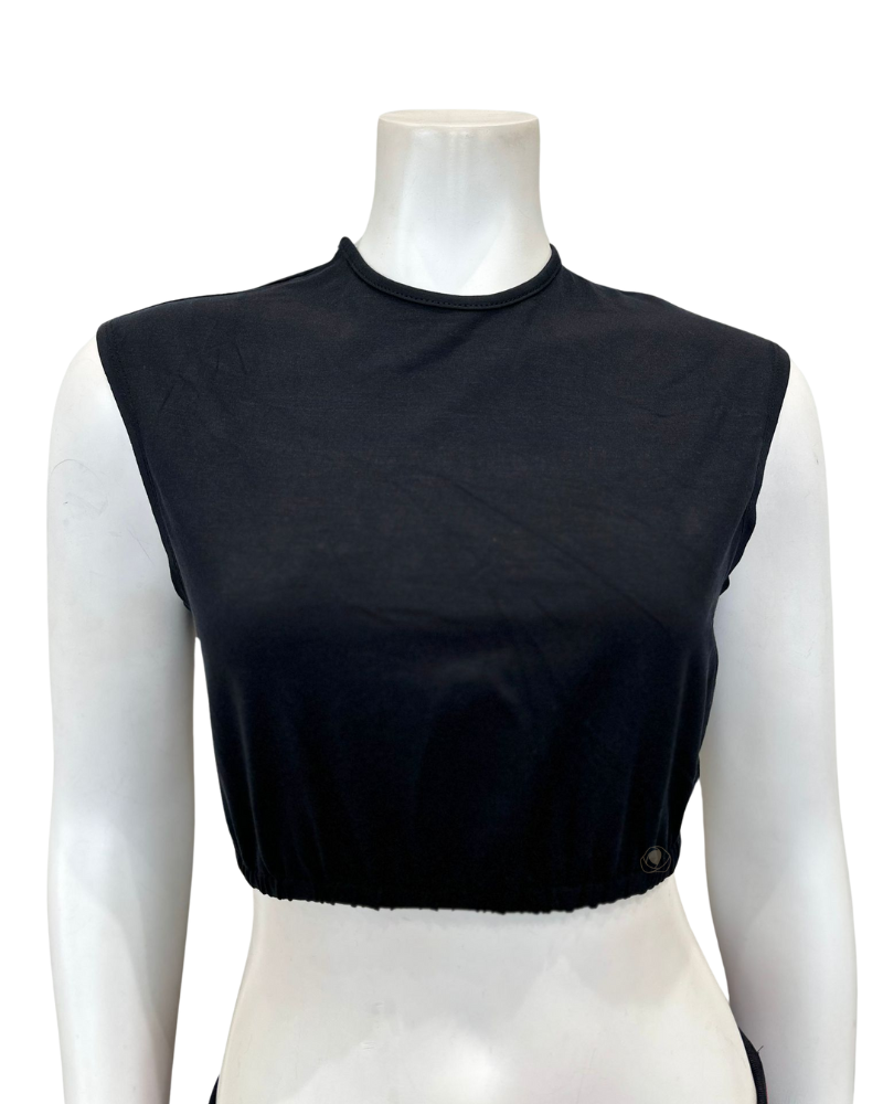 Liliana C-5553R Black Rayon Crop Sleeveless Shell myselflingerie.com