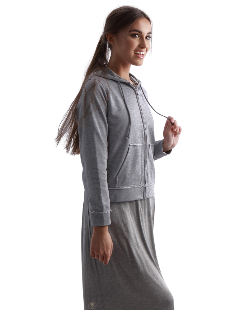 Snooze by Rojo 0174 Grey Chiller Modal Nightgown & Hoodie Set myselflingerie.com