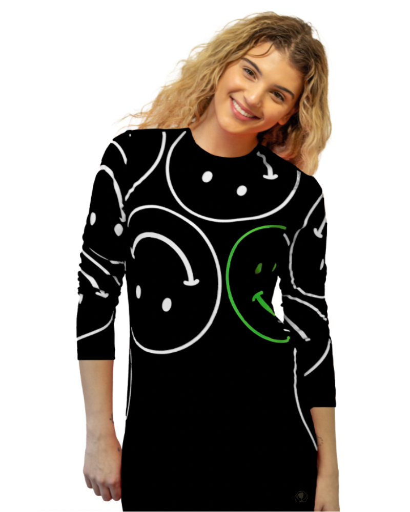 Chicolli TN5007-24 Emojis Black Multi Cotton Teen Nightgown myselflingerie.com