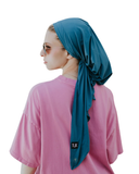 Tie Ur Knot Turquoise Dri Fit Ribbed Adjustable Pre-Tied Swim Bandanna with Dust Bag