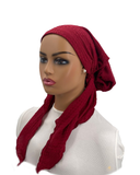 IT2279-24 Cherry Braid Stitched Israeli Style Long Tails Pre-Tied Bandanna