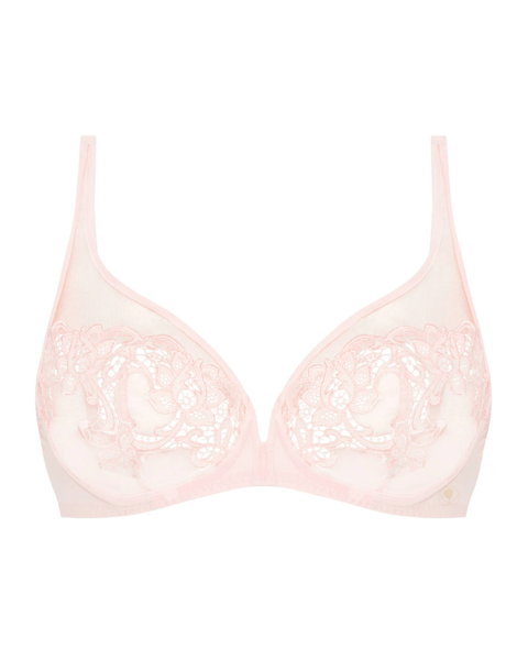 Simone Perele 15C319 Pink Nude Saga Sheer Plunge Underwire Bra myselflingerie.com