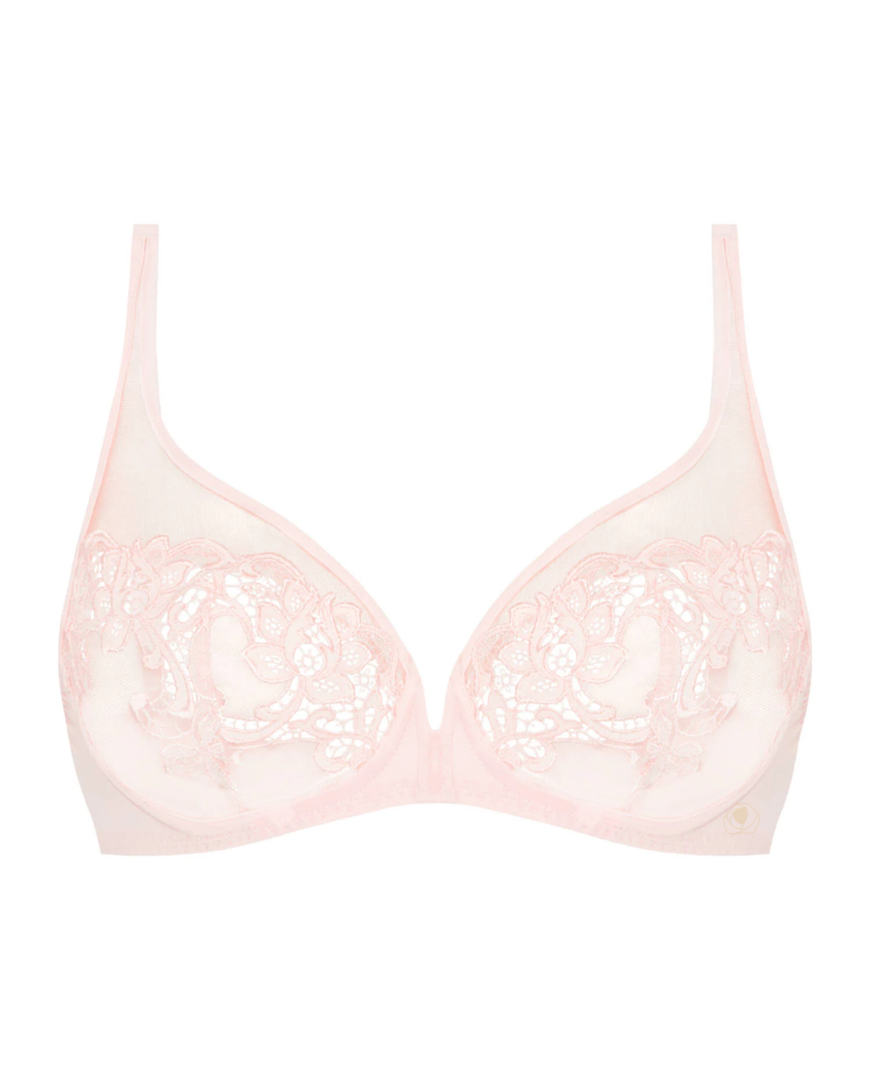 Simone Perele 15C319 Pink Nude Saga Sheer Plunge Underwire Bra myselflingerie.com