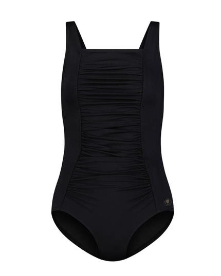 Flamingo 23FLW01-BK Black Shirred Soft Cups Swimsuit myselflingerie.com