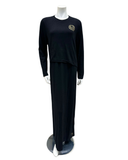 C-6522 Black Logo Ribbed Modal Nursing Nightgown