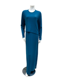 Angelice C-6522 Teal Blue Logo Ribbed Modal Nursing Nightgown myselflingerie.com