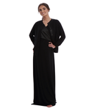 Rojo London Wrap Black Satin Sleeveless Modal Nightgown & Cardigan Set