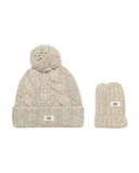 22726 Light Grey Infants Cable Knit Beanie & Mittens Set