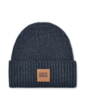 UGG Navy Chunky Rib Knit Beanie with Logo