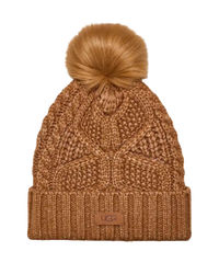 UGG Chestnut Cable Beanie with Pom