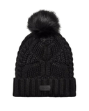 100819 Black Cable Beanie with Pom