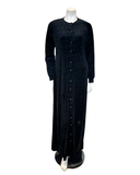 C-7257 Black Embossed Design Snaps Velour Lounger Morning Robe