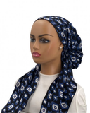 TT2319-24 Bluemoon Geometric Water Color Timeless Fit Pre-Tied Bandanna