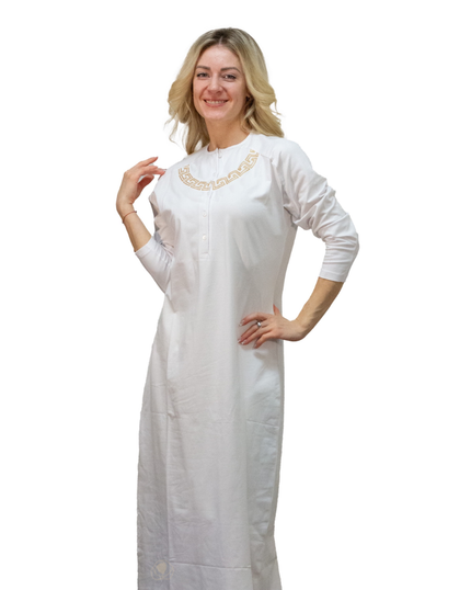 Plush PM N5013-24A Silicon Print White Cotton Button Down Nightgown myselflingerie.com