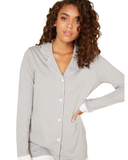 Cosabella AMOBD9645 Dove Grey/White Bella Long Sleeve PJ's Boxer Set myselflingerie.com