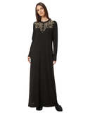 Pen-ky Black Gold Filigree Cotton Button Down Nightgown