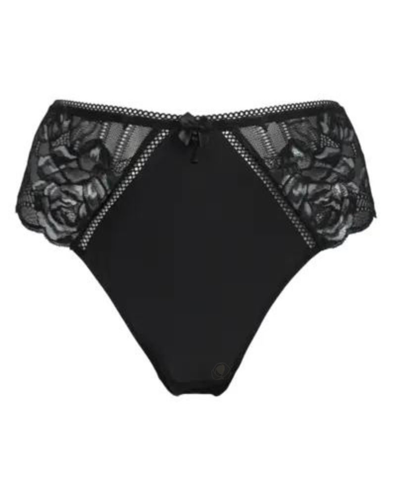 Pour Moi 28603 Black OOO La La Hi Waist Panty myselflingerie.com