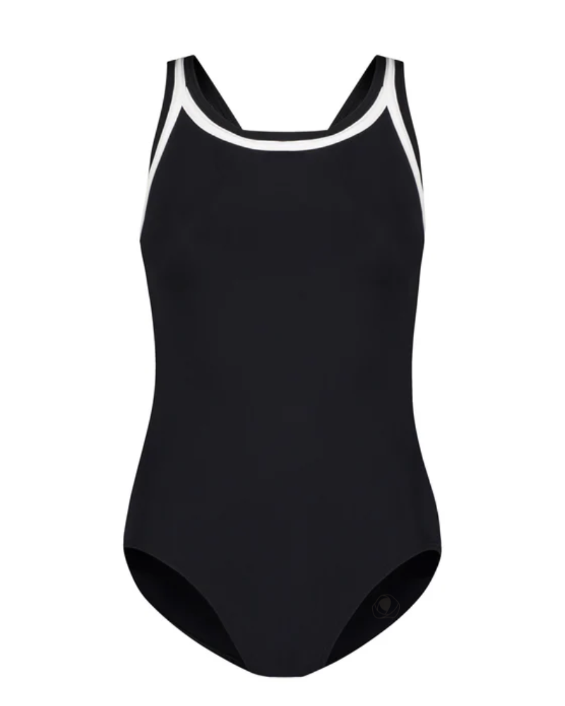Black bathing suit with white trim discount