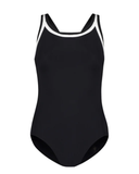 Flamingo 22FL040 Black/White Trim Black Teen Bathing Suit Removable Cups myselflingerie.com