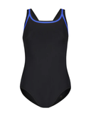 22FL040 Black/Royal Trim Black Teen Bathing Suit Removable Cups