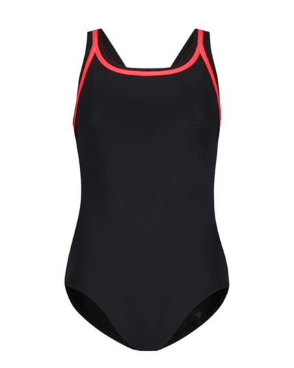 Flamingo 22FL040 Black/Coral Trim Black Teen Bathing Suit Removable Cups myselflingerie.com