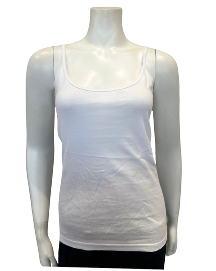 Cotton Touch 510 White Cotton Sleeveless Camisole Undershirt myselflingerie