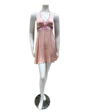 Oh! Zuza 4237 Dusty Pink Lace Halter Neck Chemise myselflingerie.com