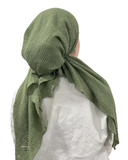 Valeri Summer Green Crinkle Pre-Tied Bandanna with Full Grip