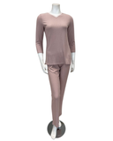 V3 Powder Rose Ribbed Lace V Modal Pajamas Set