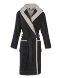 Carl Ross 207310 Silver/Night Blue Knee Length Wrap Bathrobe Unisex myselflingerie.com