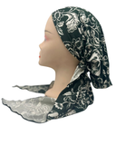 Triple Up Olive/White Puff Flowers Unlined Pre-Tied Bandanna