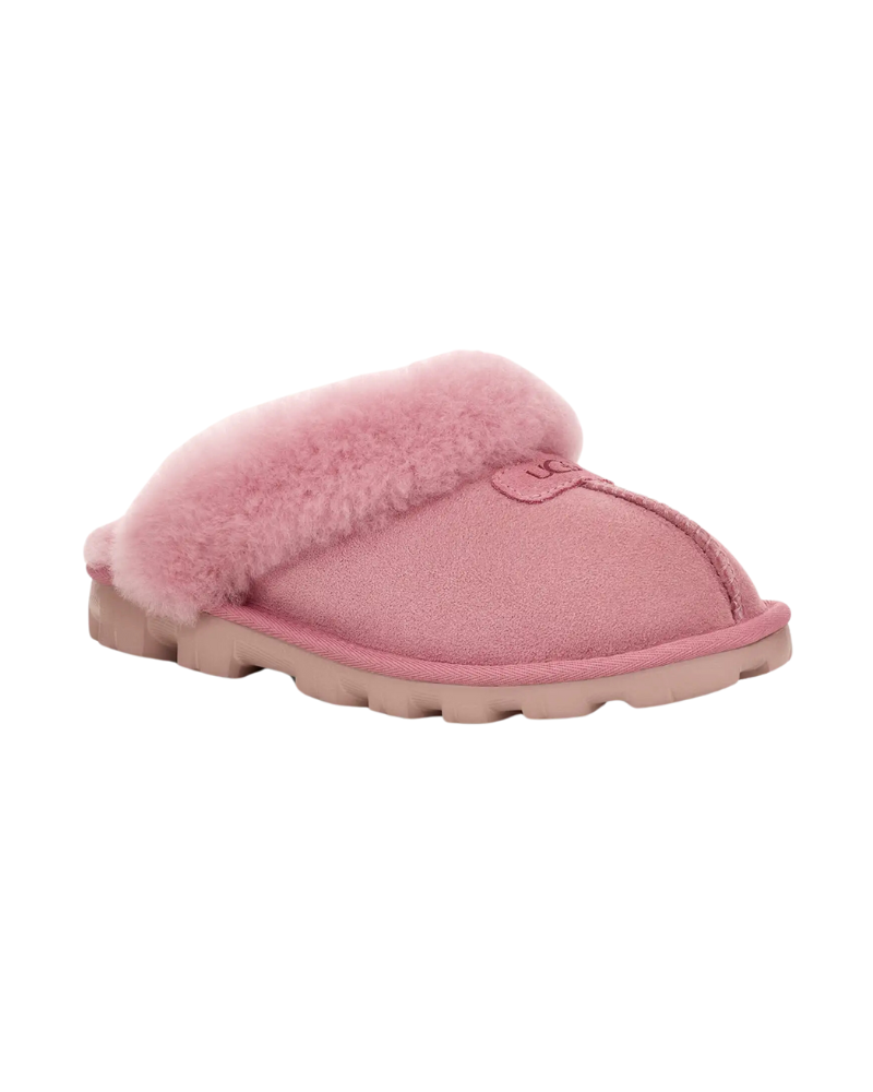 UGG 5125 Dusty Orchid Coquette Clog Suede Slippers with Fur Trim myselflingerie