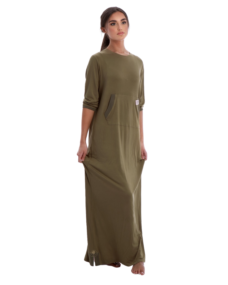 Snooze by Rojo 0175 Khaki Scribbler Modal Nightgown & Pullover Set myselflingerie.com