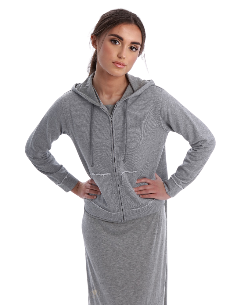 Snooze by Rojo 0174 Grey Chiller Modal Nightgown & Hoodie Set myselflingerie.com