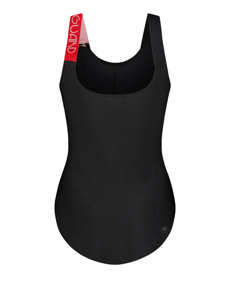 Flamingo 24FL071G Guard Red Strap Ribbed Logo Swimsuit myselflingerie.com