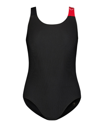 Flamingo 24FL071G Guard Red Strap Ribbed Logo Swimsuit myselflingerie.com