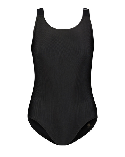 Flamingo 24FL071 Black Strap Ribbed Logo Swimsuit myselflingerie.com